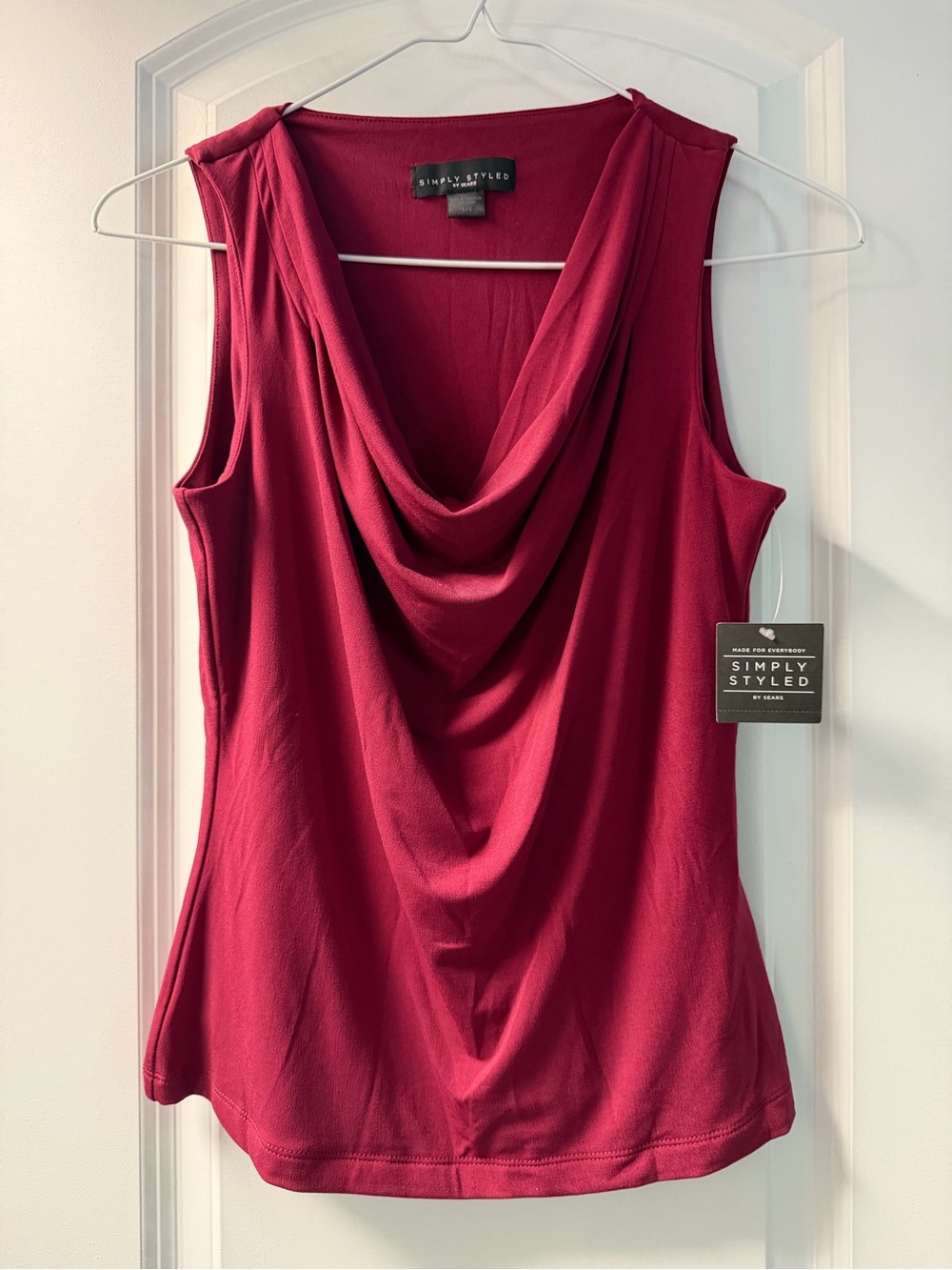 Sears Simply Styled Women's Sleeveless Cowl Neck Top - Burgundy